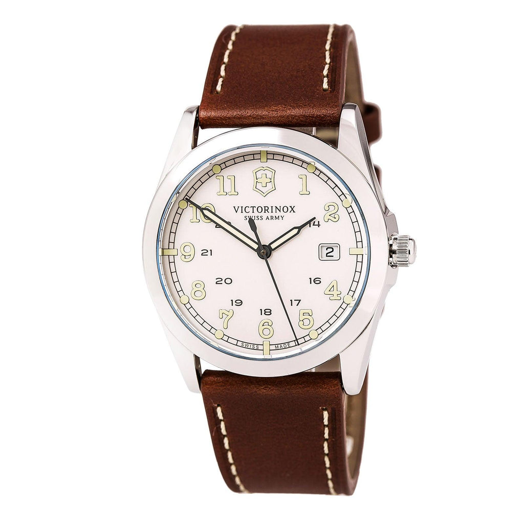 Swiss Army Ladies Watch White Dial Date Brown Leather Strap Stainless Case Infantry Vintage Date White 241564 - Victorinox Swiss Army  main image 4