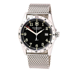 Swiss Army 241649 Men's Infantry Black Dial Stainless Steel Mesh Bracelet GMT Watch