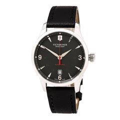 Swiss Army 241668 Men's Alliance Black Dial Black Leather Strap Mechanical Automatic Watch