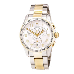 Swiss Army 241687 Men's Classic XLS Chrono Silver Dial Two Tone Steel Watch