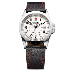 Swiss Army 24654 Men's Infantry White Dial Black Leather Strap Watch