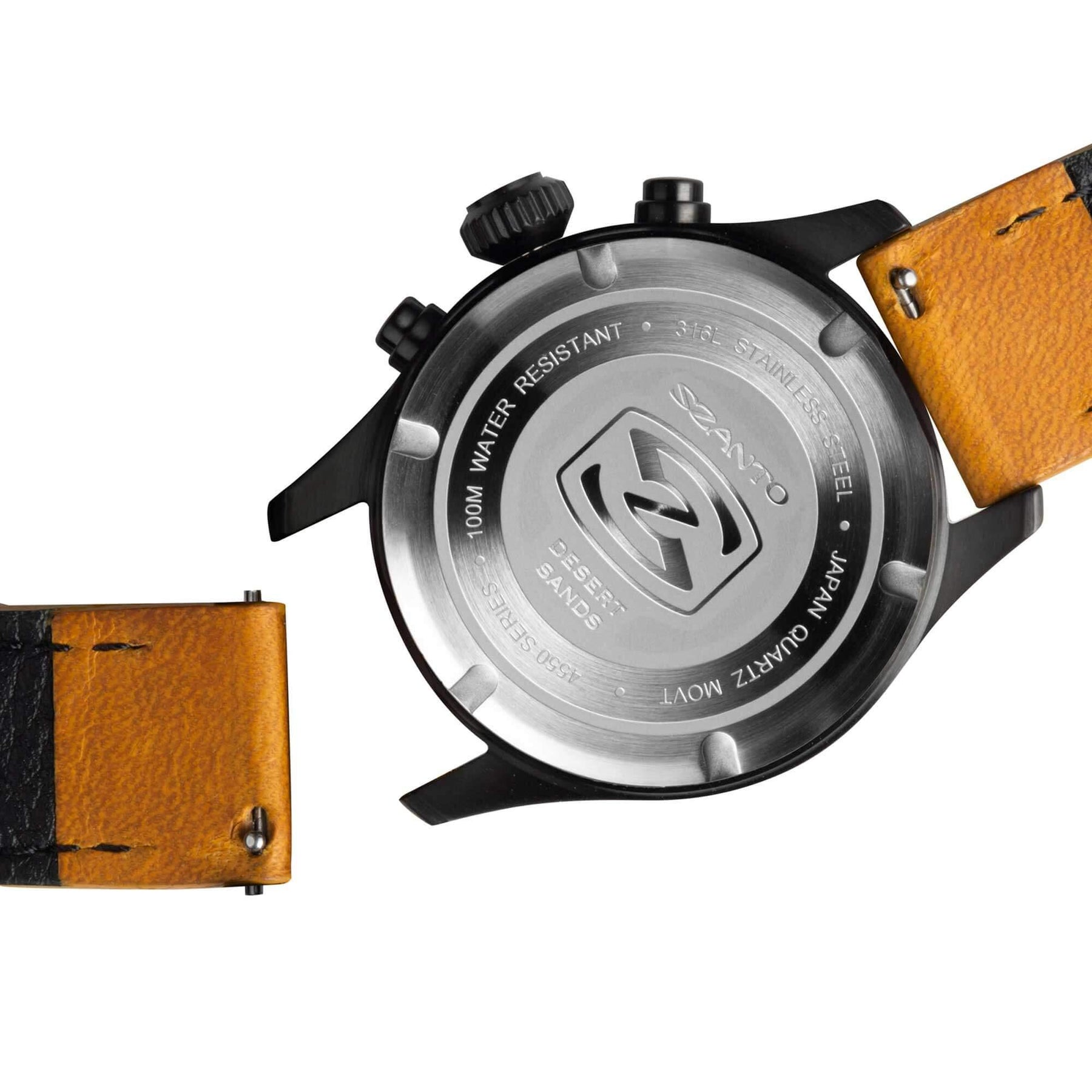 Szanto Men's Chronograph Watch Desert Sands Black Dial Tan Leather S