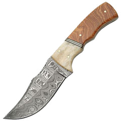 SZCO Knife - Hunter Wood and Bone Handle Fixed Steel Blade Full Tang | SZDM-1079