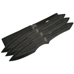 SZCO Throwing Knife Set - Spear Point Blade Black Steel Handle, 3 Piece | 211230-BK