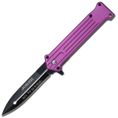Tac Force Folding Pocket Knife - Spear Point Blade Purple Aluminum Handle | TF-457PU