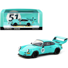 Tarmac Works 1/43 Model Car - RWB Backdate #51 Turquoise Blue Rauh-Welt Begriff