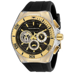 Technomarine Men's Chrono Watch - Cruise Yellow Gold Case Black Strap | TM-118123