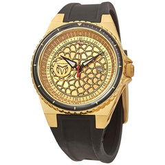 Technomarine Men's Quartz Watch - TechnoCell Gold Tone Dial Black Strap | TM-318056