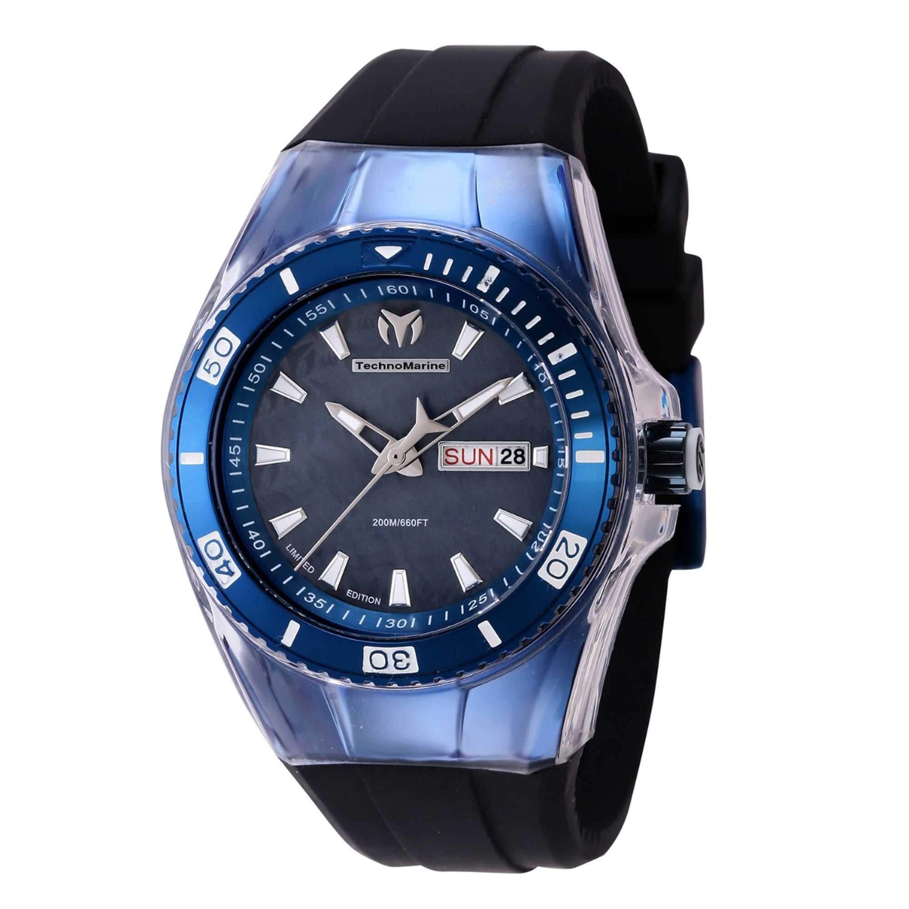 Technomarine Women's Watch Cruise Blue Case Black Dial Silicone Stra