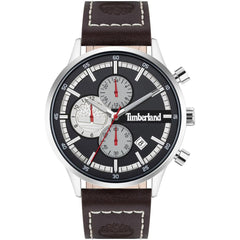 Timberland Men's Chronograph Watch - SS Case Dark Brown Leather Strap | TDWGF2090402