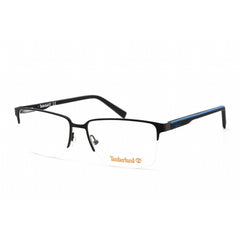 Timberland Men's Eyeglasses - Matte Black Rectangular Half-Rim Frame | TB1653 002