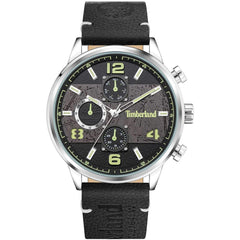 Timberland Men's Watch - Day and Date SS Case Black Dial Leather Strap | TDWGF2091103