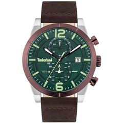 Timberland Men's Watch - Dual Time and Date Green Dial Leather Strap | TDWGF2090101
