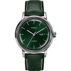 Timex Men's Automatic Watch - Marlin Green Dial Leather Strap | TW2U11900ZV