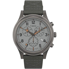 Timex Men's Chronograph Watch - Allied Silver Dial Grey Fabric Strap | TW2T75700VQ