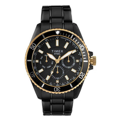 Timex Men's Chronograph Watch - Black IP Stainless Steel Bracelet | TW2T59100