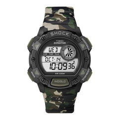 Timex Men's Chronograph Watch - Expedition Base Shock Grey Dial Resin Strap | T49976JV