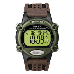 Timex Men's Chronograph Watch - Expedition Digital Grey Dial Leather & Nylon Strap | T48042JV