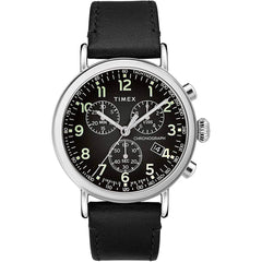 Timex Men's Chronograph Watch - Standard Black Dial Leather Strap | TW2T21100VQ