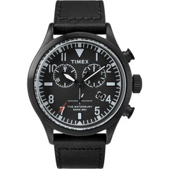 Timex Men's Chronograph Watch - Waterbury Black Leather Strap | TW2R12700VQ