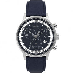 Timex Men's Chronograph Watch - Waterbury Blue Dial Leather Strap | TW2U04700VQ