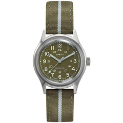 Timex Men's Mechanical Watch - MK1 Green and Grey Fabric Strap | TW2U69000LG