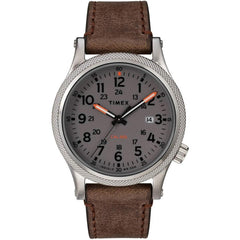 Timex Men's Quartz Watch - Allied Grey Dial Brown Leather Strap | TW2T33300VQ