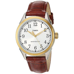 Timex Men's Quartz Watch - Briarwood Terrace Silver Tone Dial Brown Strap | TW2P99500