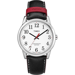 Timex Men's Quartz Watch - Easy Reader White Dial Black Leather Strap | TW2R40000