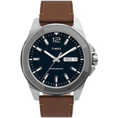 Timex Men's Quartz Watch - Essex Avenue Blue Dial Leather Strap | TW2U15000VQ