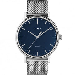 Timex Men's Quartz Watch - Fairfield Blue Dial Silver Mesh Bracelet | TW2T37500VQ