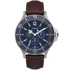 Timex Men's Quartz Watch - Harborside Blue Dial Leather Strap | TW2U13000VQ