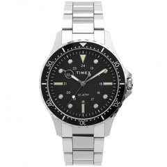 Timex Men's Quartz Watch - Navi XL Black Dial Silver Bracelet | TW2U10800VQ