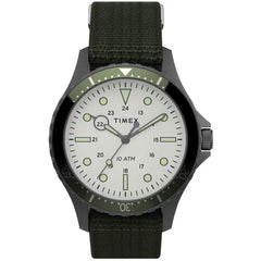 Timex Men's Quartz Watch - Navi XL Rotating Bezel White Dial Strap | TW2T75500VQ