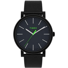 Timex Men's Quartz Watch - Originals Black Dial Leather Strap | TW2U05700VQ