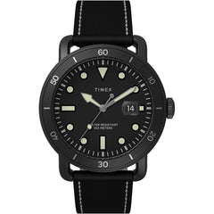 Timex Men's Quartz Watch - Port Black Dial Leather Strap | TW2U01800VQ