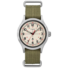 Timex Men's Quartz Watch - Todd Snyder Military Cream Dial Green Strap | TW2R78800JR