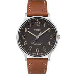 Timex Men's Quartz Watch - Waterbury Black Dial Brown Leather Strap | TW2P95800VQ