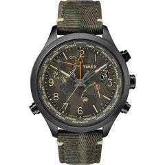 Timex Men's Quartz Watch - Waterbury World Time Green Fabric Strap | TW2R43200