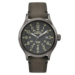 Timex Men's Strap Watch - Expedition Scout Date Quartz Brown Leather | TW4B01700JV