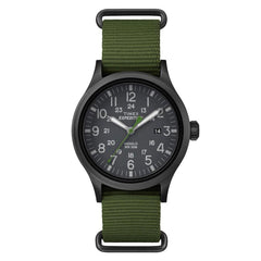 Timex Men's Strap Watch - Expedition Scout Quartz Black Dial Green Nylon | TW4B04700JV