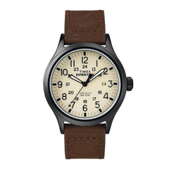 Timex Men's Strap Watch - Expedition Scout Quartz Date Brown Leather | T49963JV