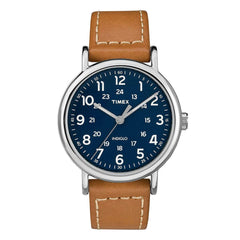 Timex Men's Strap Watch - Weekender Blue Dial Tan Leather | TW2R42500JV