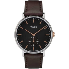 Timex Men's Watch - Fairfield Black Dial Brown Leather Strap Quartz | TW2R38100