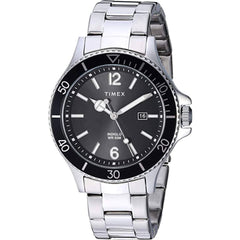 Timex Men's Watch - Harborside Quartz Black Dial Silver Tone Bracelet | TW2R64600JT