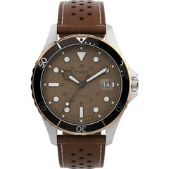 Timex Men's Watch - Navi XL Automatic Date Display Brown Leather Strap | TW2V41500ZV