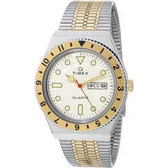 Timex Men's Watch - Q Diver Rotating Bezel Champagne Dial Steel Bracelet | TW2V18600ZV