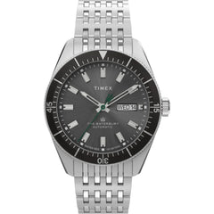 Timex Men's Watch - The Waterbury Automatic Black Dial Silver Bracelet TW2V24900