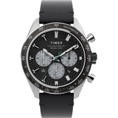 Timex Men's Watch - Waterbury Chronograph Black Dial Leather Strap | TW2V42500VQ