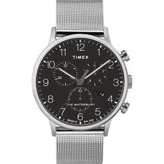 Timex Men's Watch - Waterbury Classic Chrono Black Dial Mesh Bracelet | TW2T36600